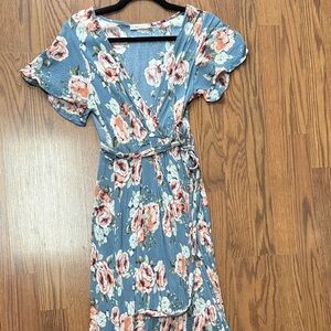 ILLA ILLA Floral Maxi Dress in Blue and Pink